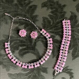 Elegant Pink and Silver Jewelry Set